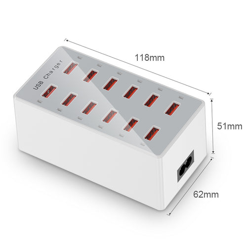 12-Port USB Charger for Home, Office, and Students
