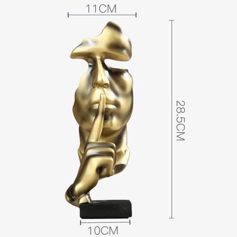 "Silent Gold Abstract Face Sculpture"