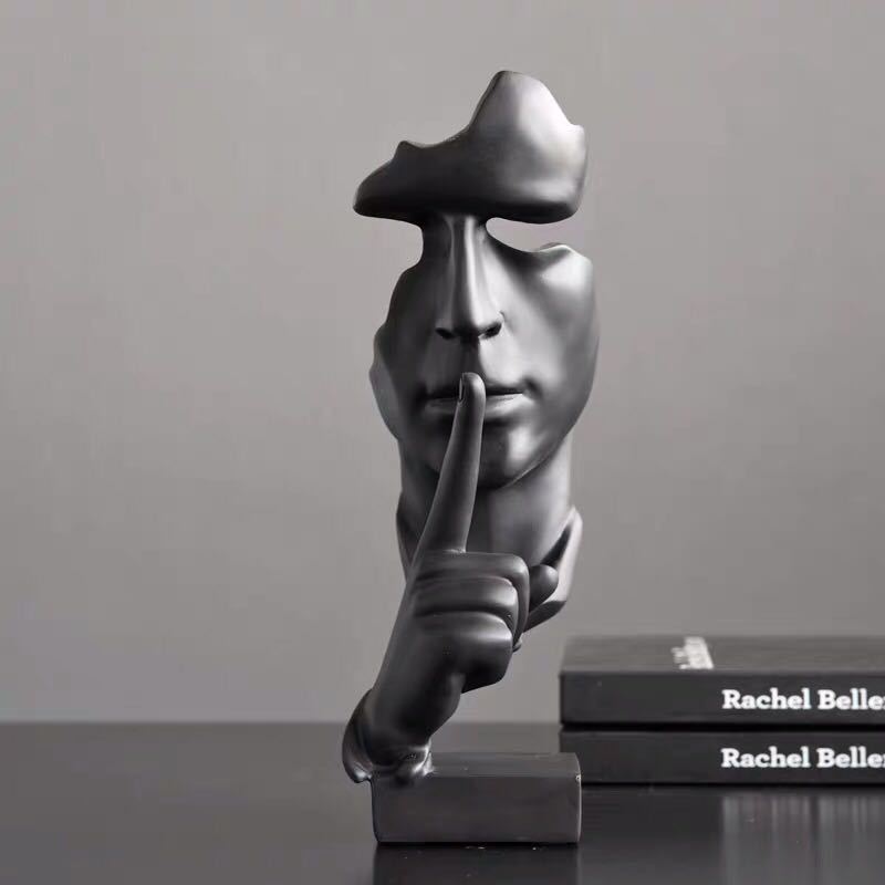 "Silent Gold Abstract Face Sculpture"