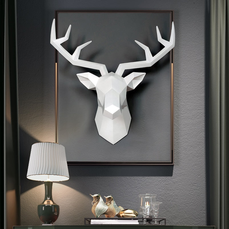 3D Nordic Deer Head Wall Decor for Living Room