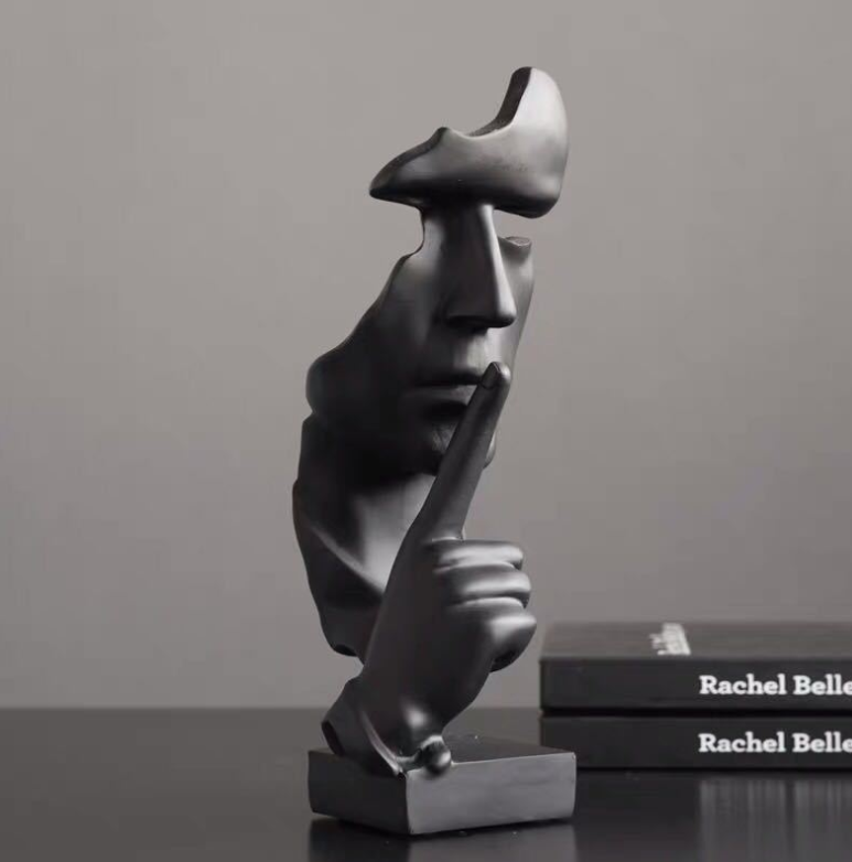 "Silent Gold Abstract Face Sculpture"