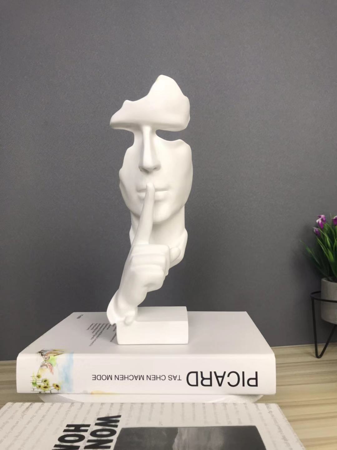 "Silent Gold Abstract Face Sculpture"