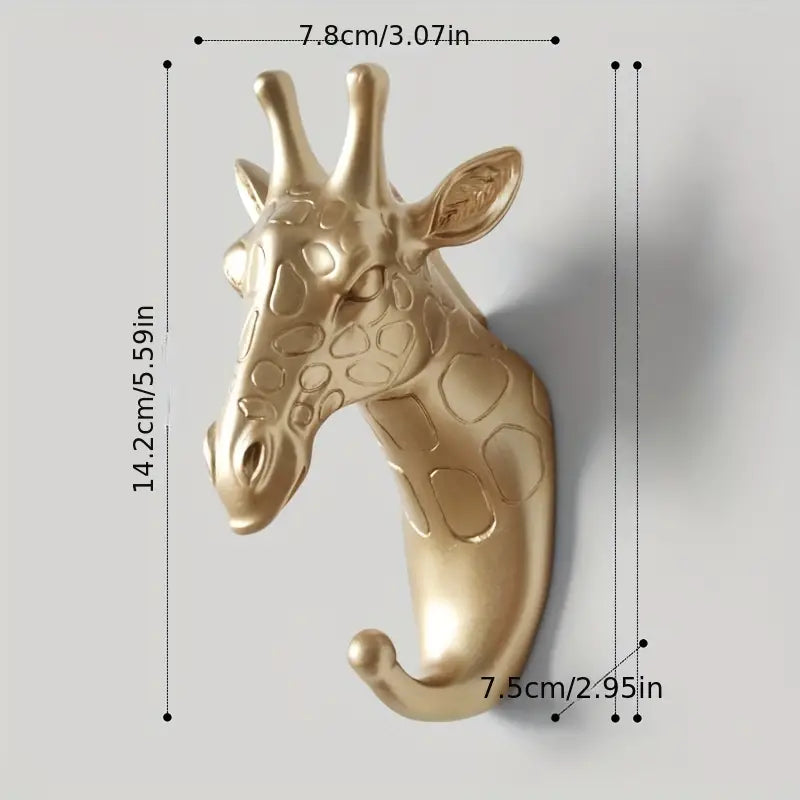 1pc Decorative Animal Head Sticky Wall Hook Rack