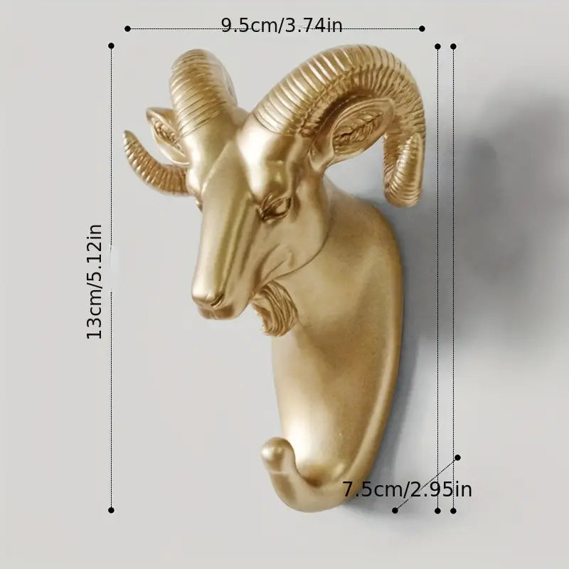 1pc Decorative Animal Head Sticky Wall Hook Rack